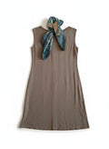 Eileen Fisher Taupe Sleeveless Flared Pullover Dress