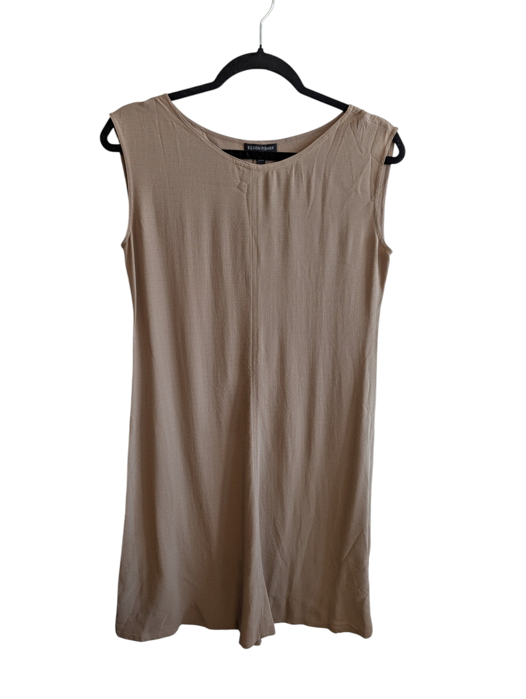 Eileen Fisher Taupe Sleeveless Flared Pullover Dress