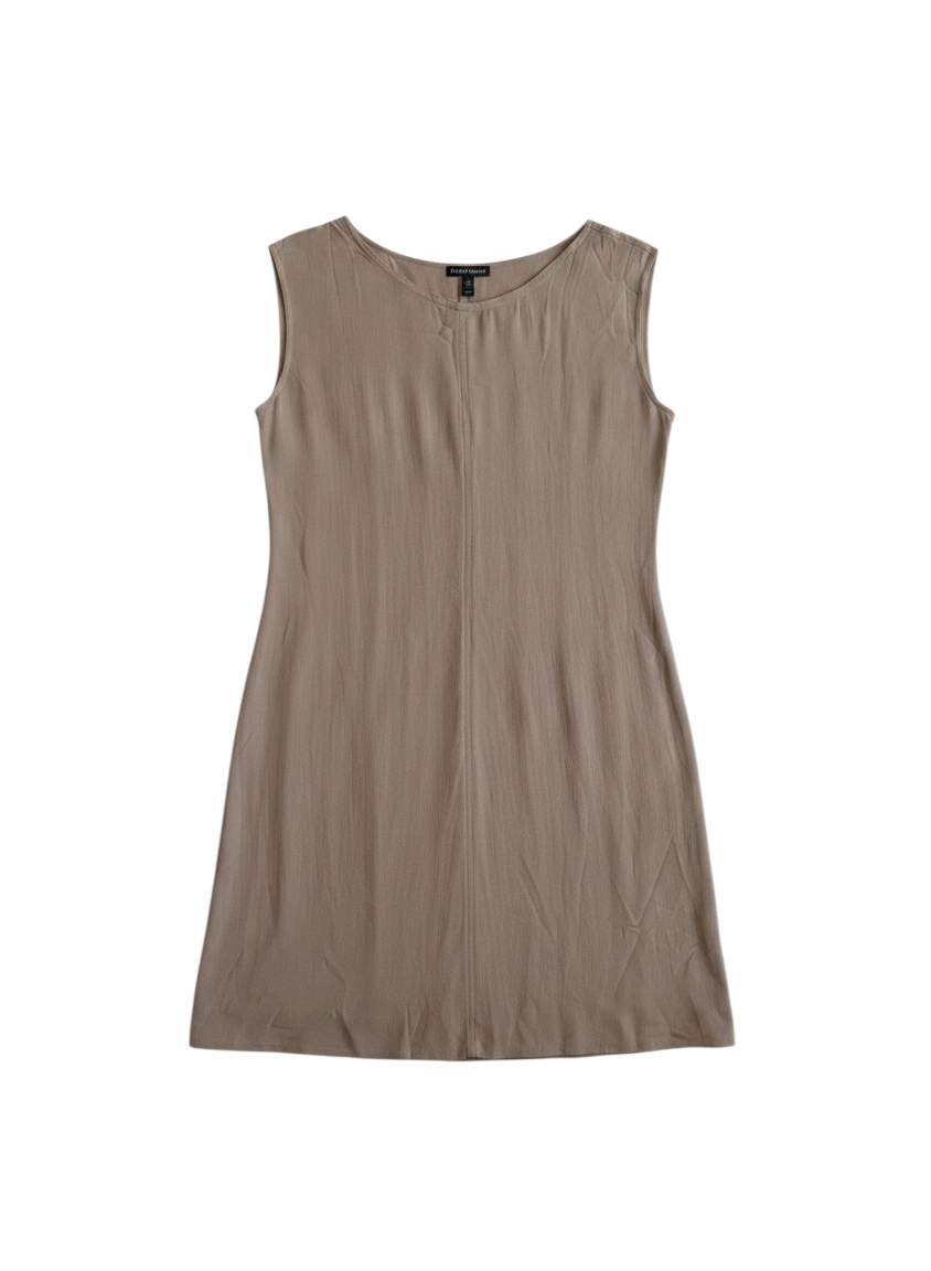 Eileen Fisher Taupe Sleeveless Flared Pullover Dress
