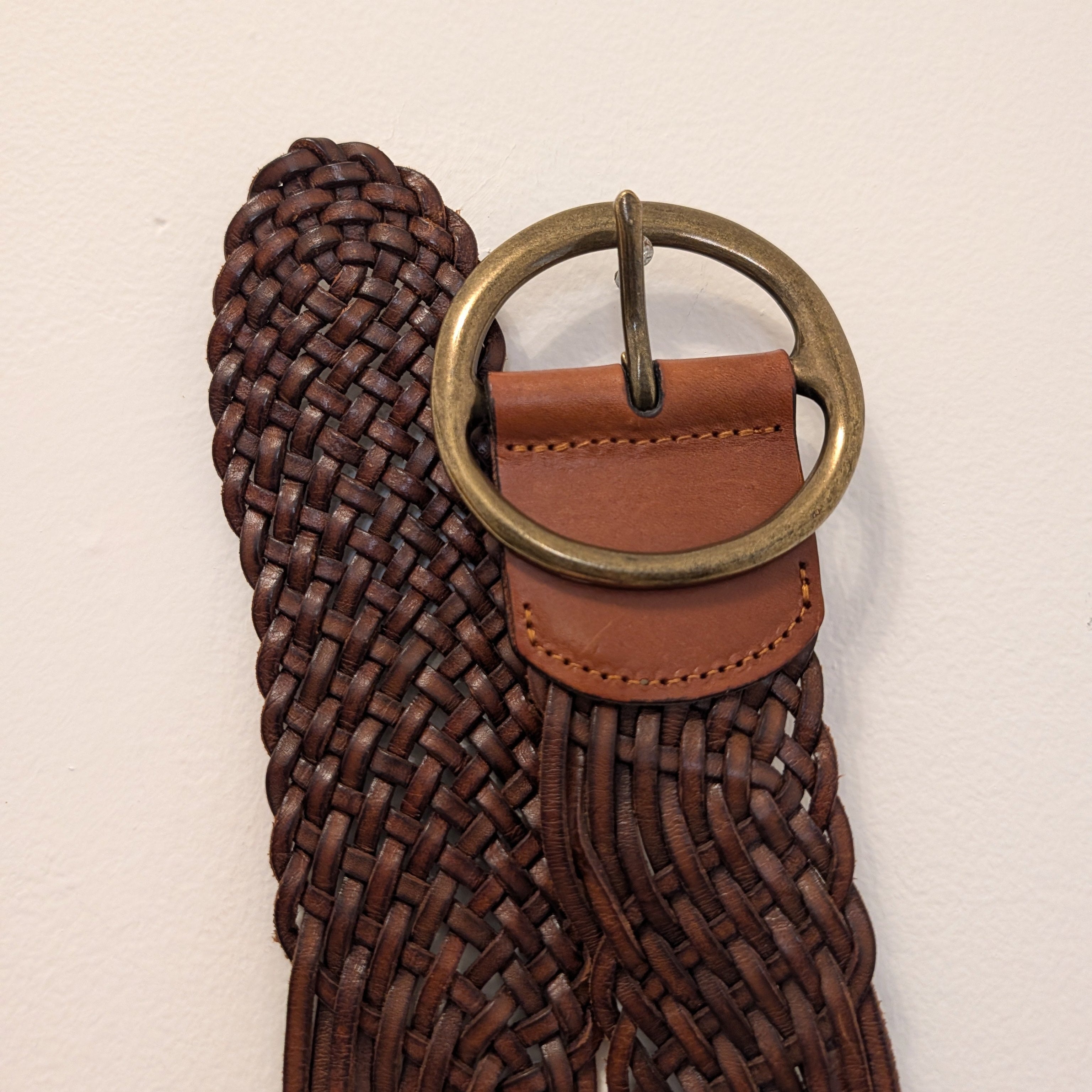 Fossil O-Ring Tan Braided Leather Belt
