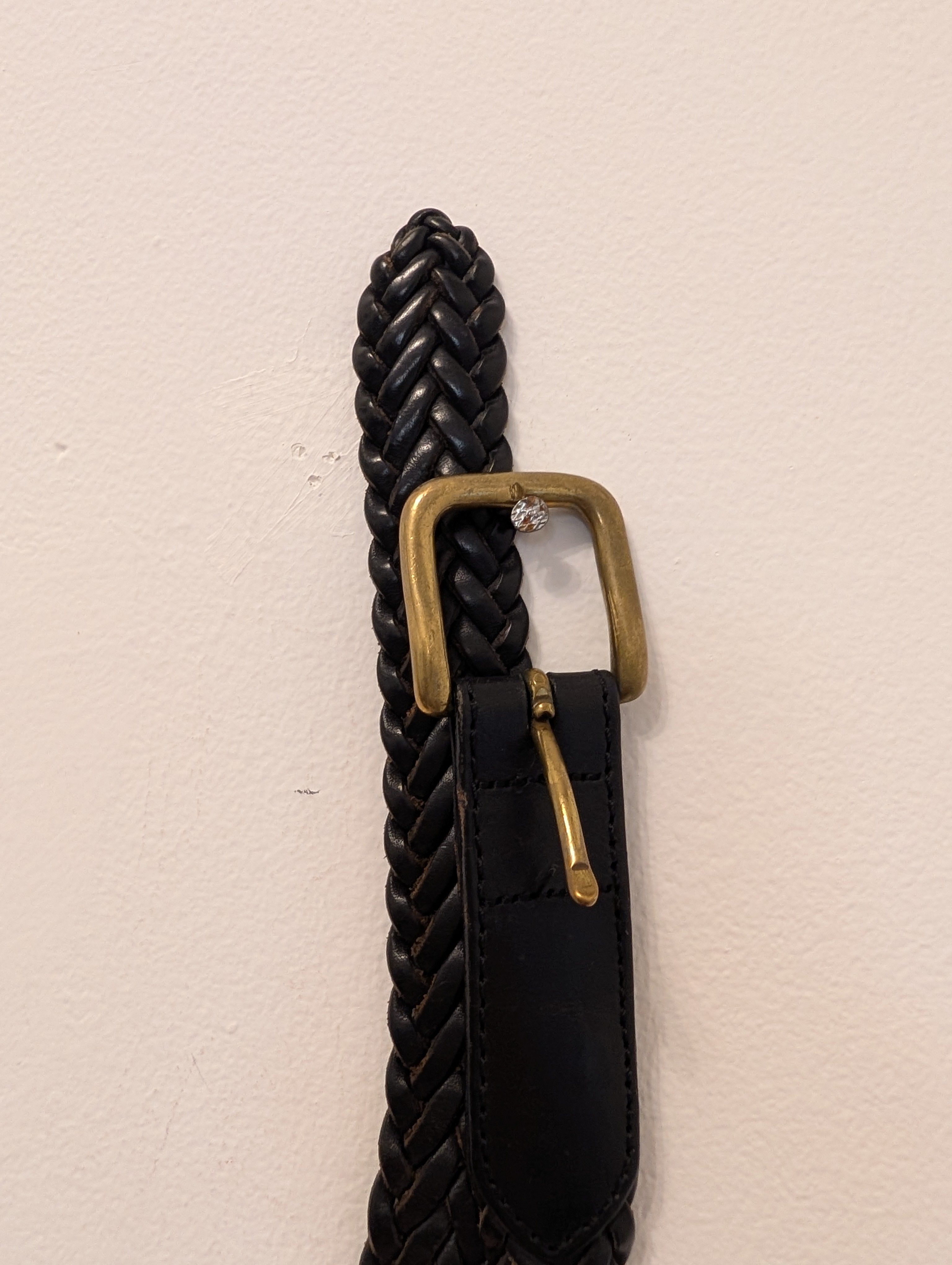 Vintage 1996 Brass & Leather Braided Belt