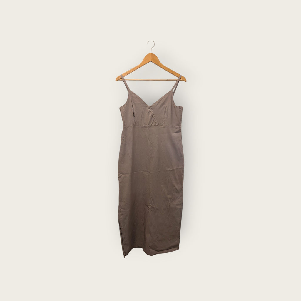 Mia Inspiration Taupe Empire-Waist Strapped Maxi Dress