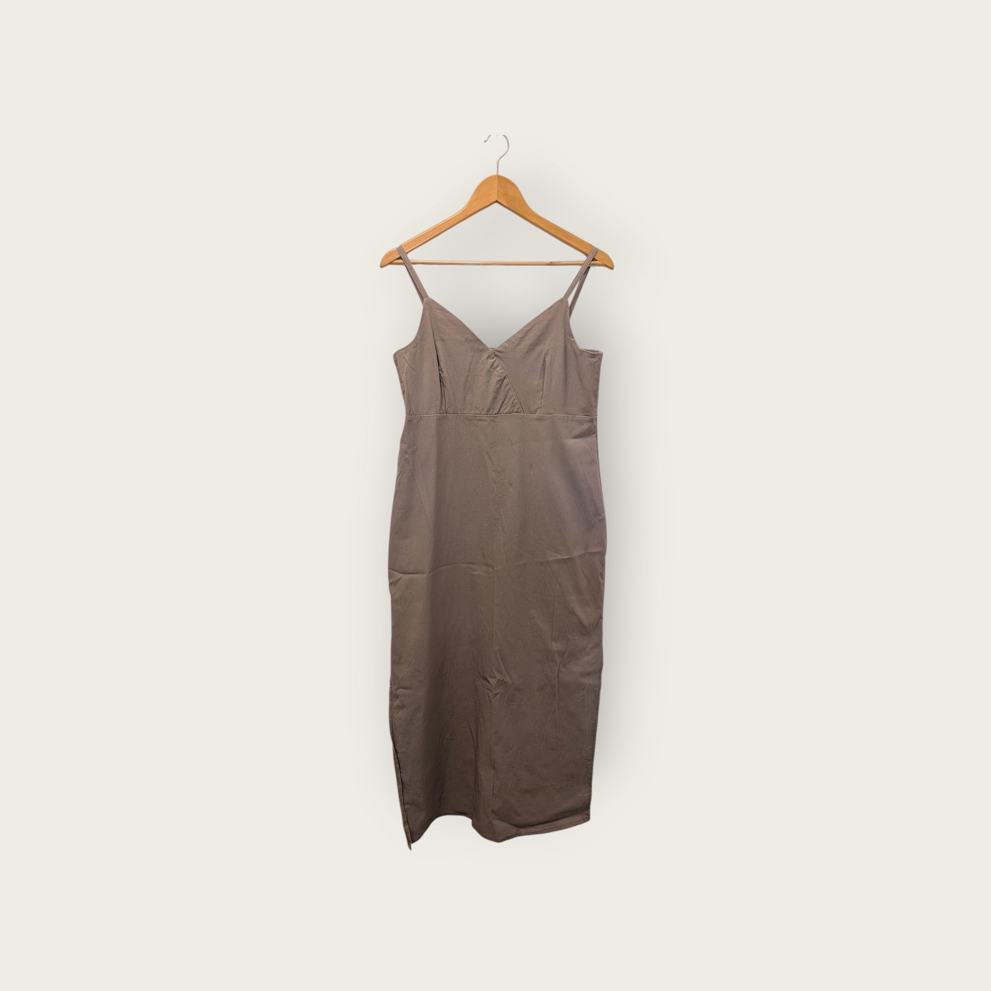 Mia Inspiration Taupe Empire-Waist Strapped Maxi Dress