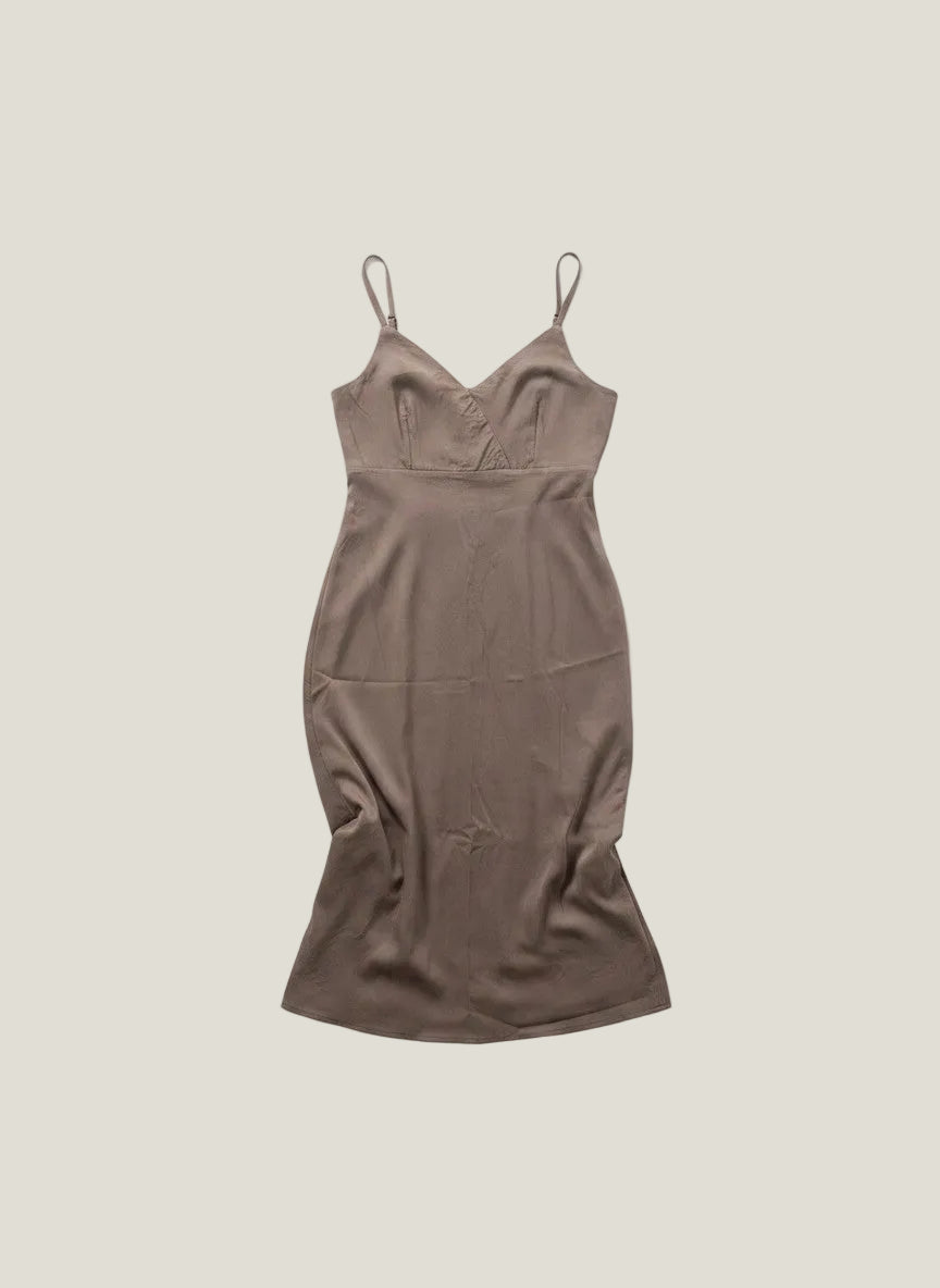Mia Inspiration Taupe Empire-Waist Strapped Maxi Dress