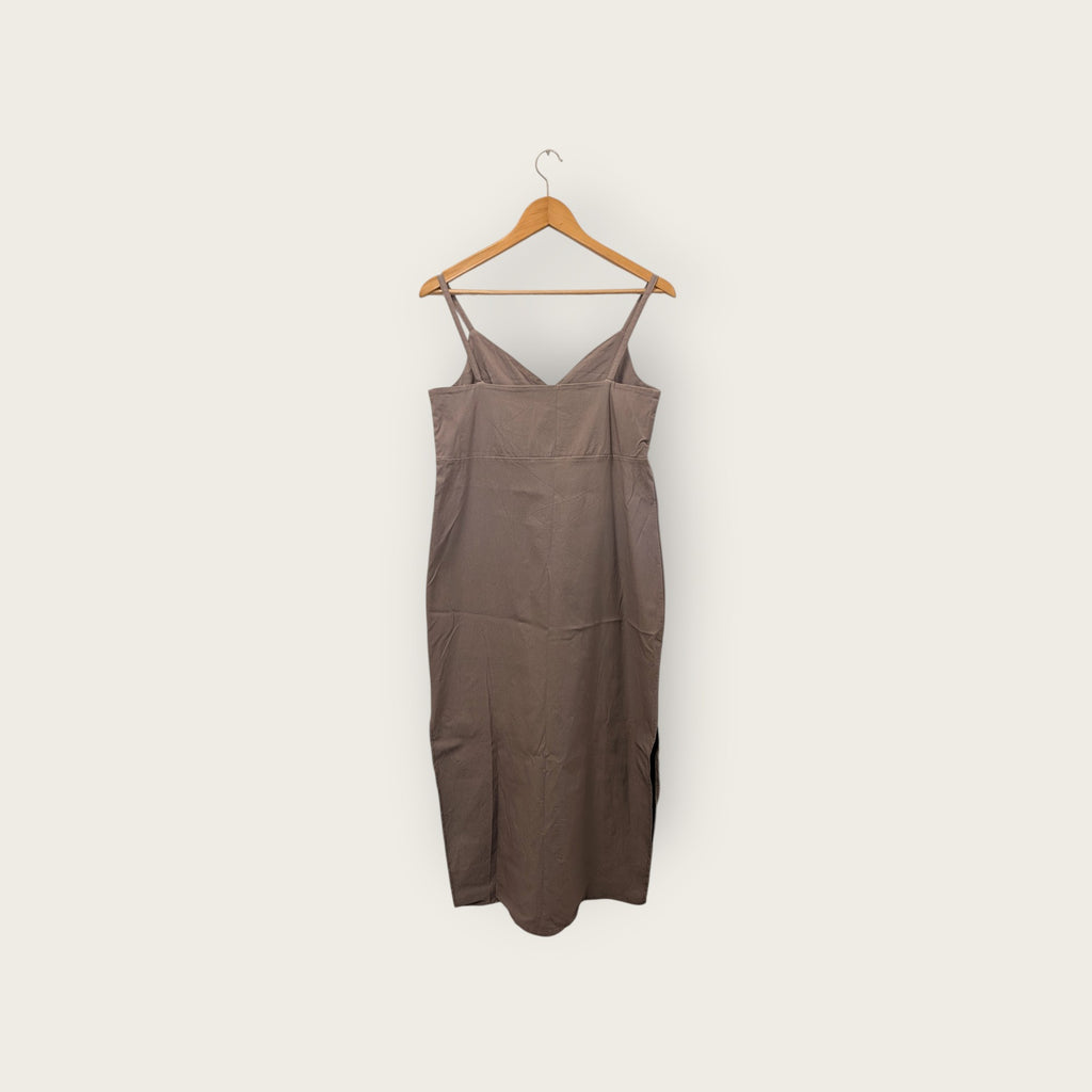 Mia Inspiration Taupe Empire-Waist Strapped Maxi Dress