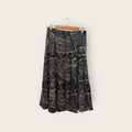 Pleated Tiered Blue & White Safari Print Skirt