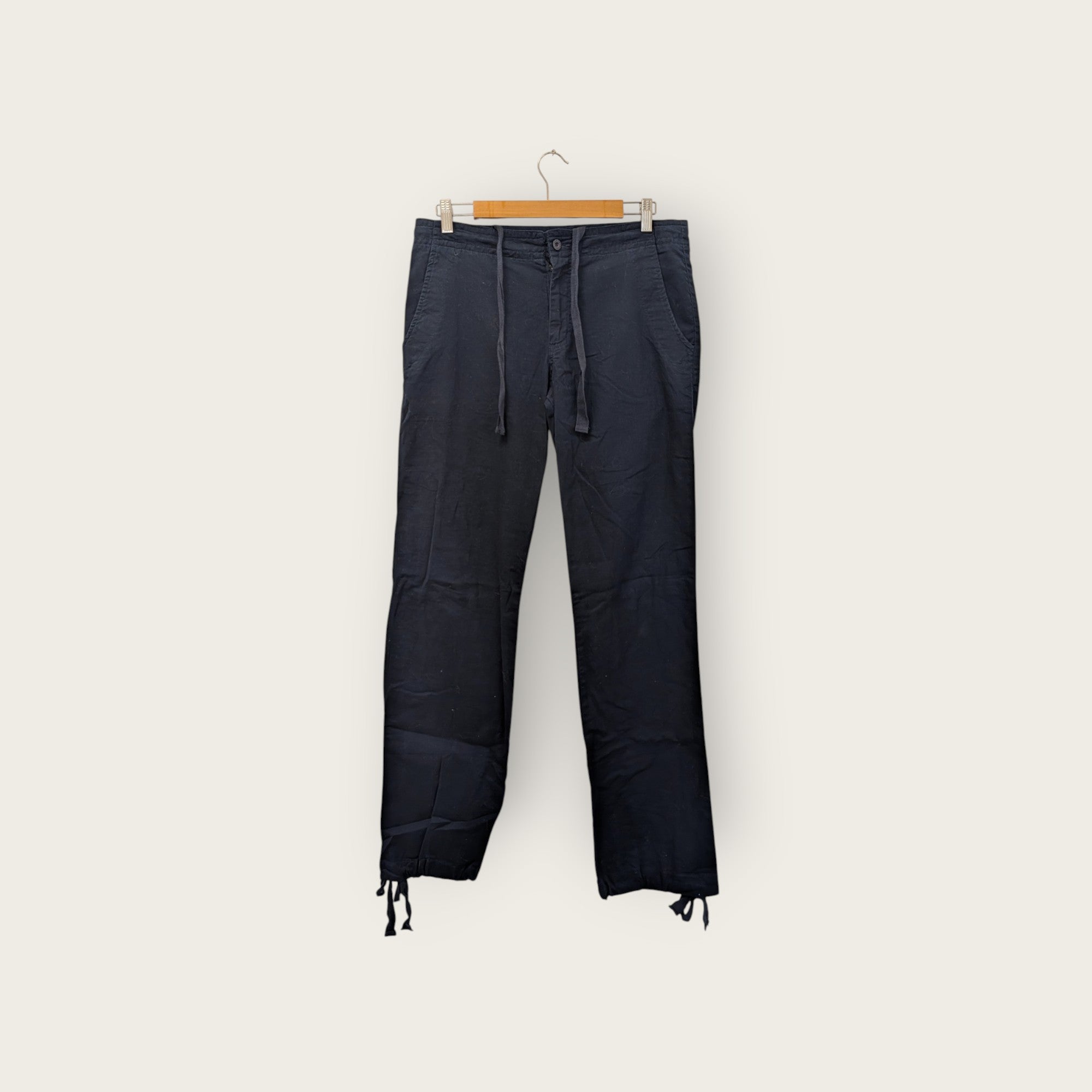 TNT Streetwear Navy Cotton-Linen Drawstring Pants