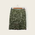 Ann Taylor LOFT Green Silk-Cotton Print Straight Skirt
