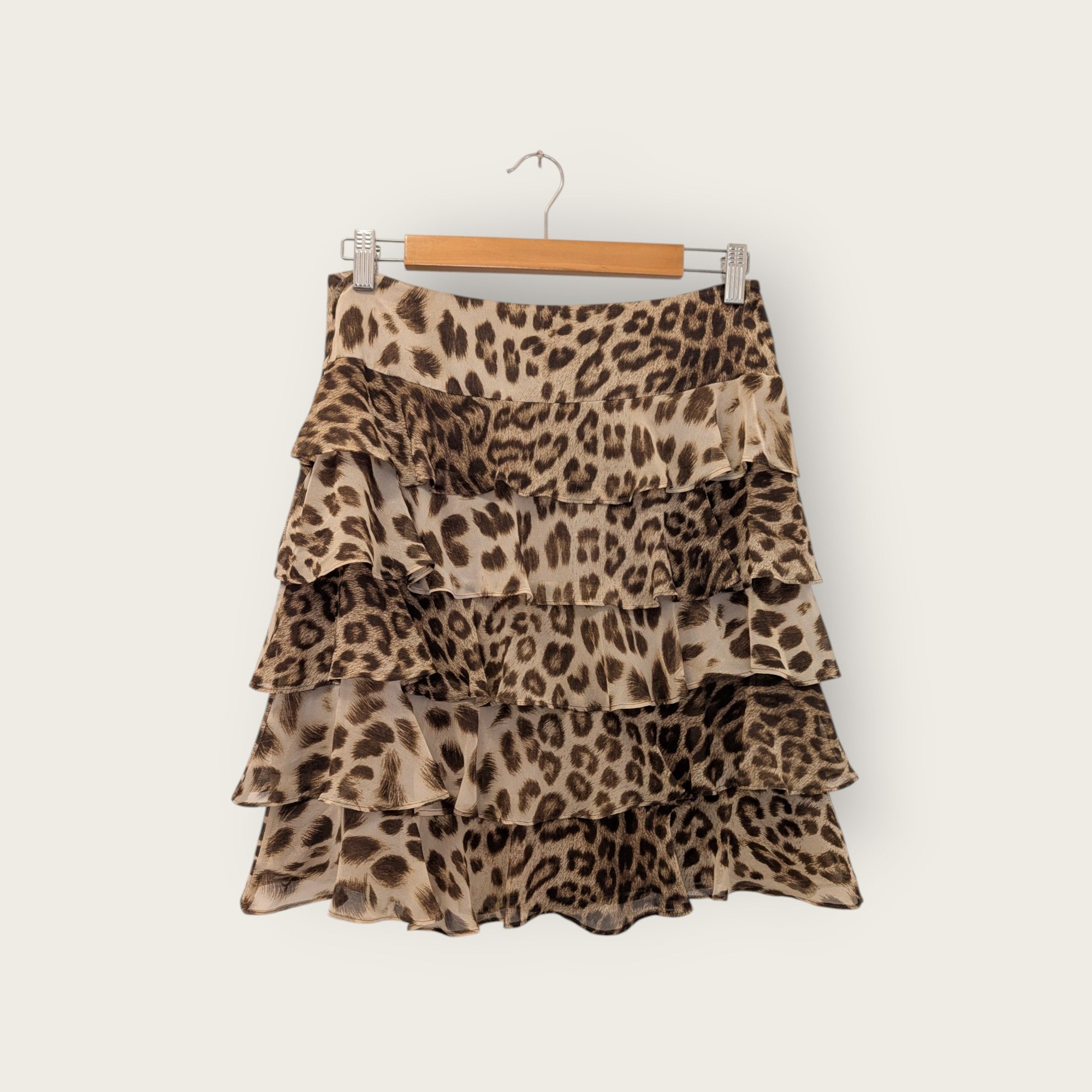 Talbots Petite Tiered Ruffle Animal Print Skirt