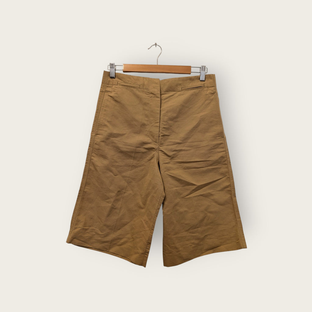 Zara Camel Linen-Cotton A-Line High-Waisted Shorts