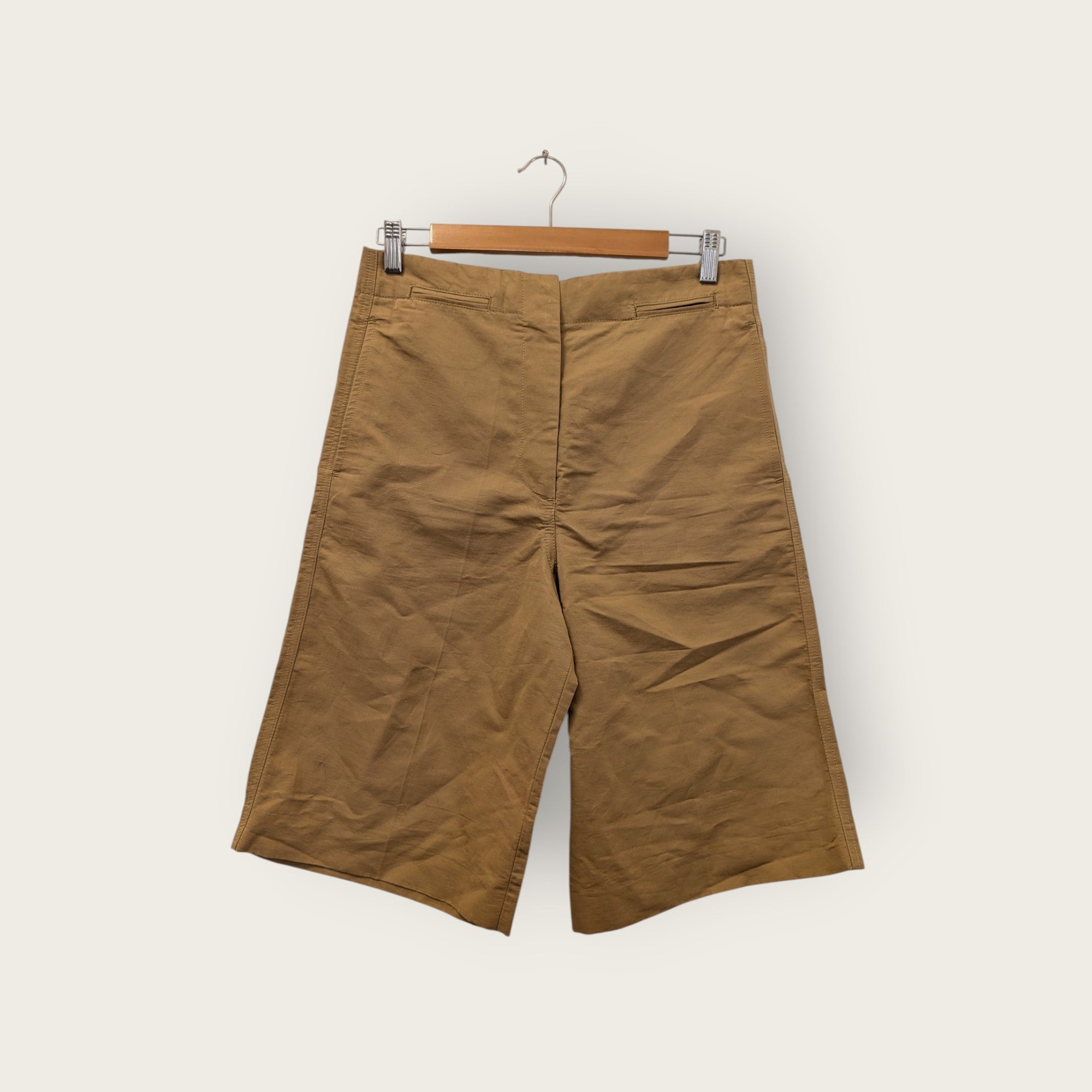 Zara Camel Linen-Cotton A-Line High-Waisted Shorts