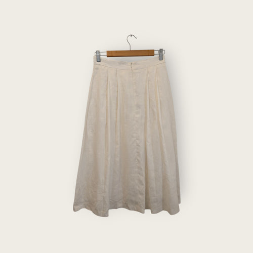 Barelli Fully Lined Pleated White Linen-Look Skirt